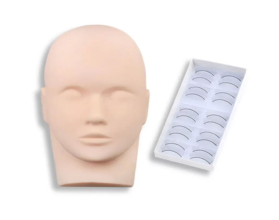 Übungskopf mit 10 paar Wimpern